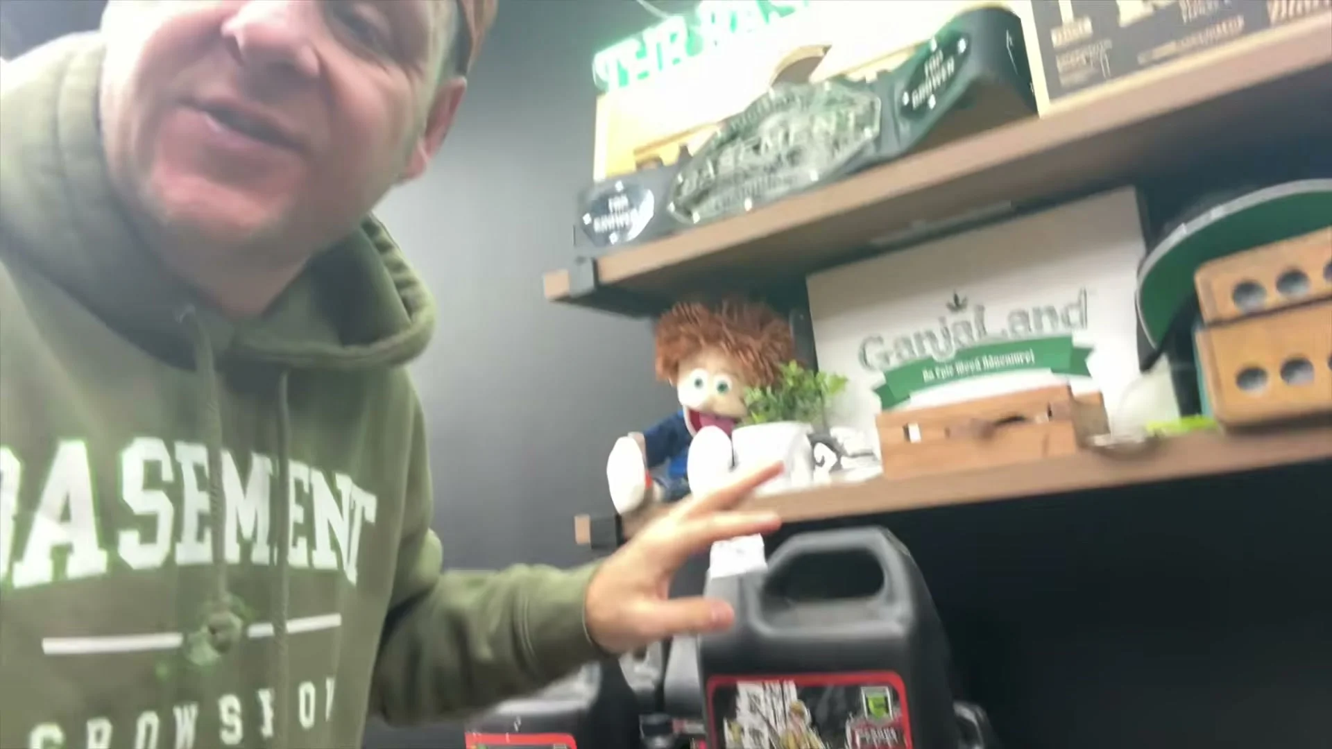 Basement Grow Show creator on camera in his Basement hoodie, still from the AutoPot breakdown video