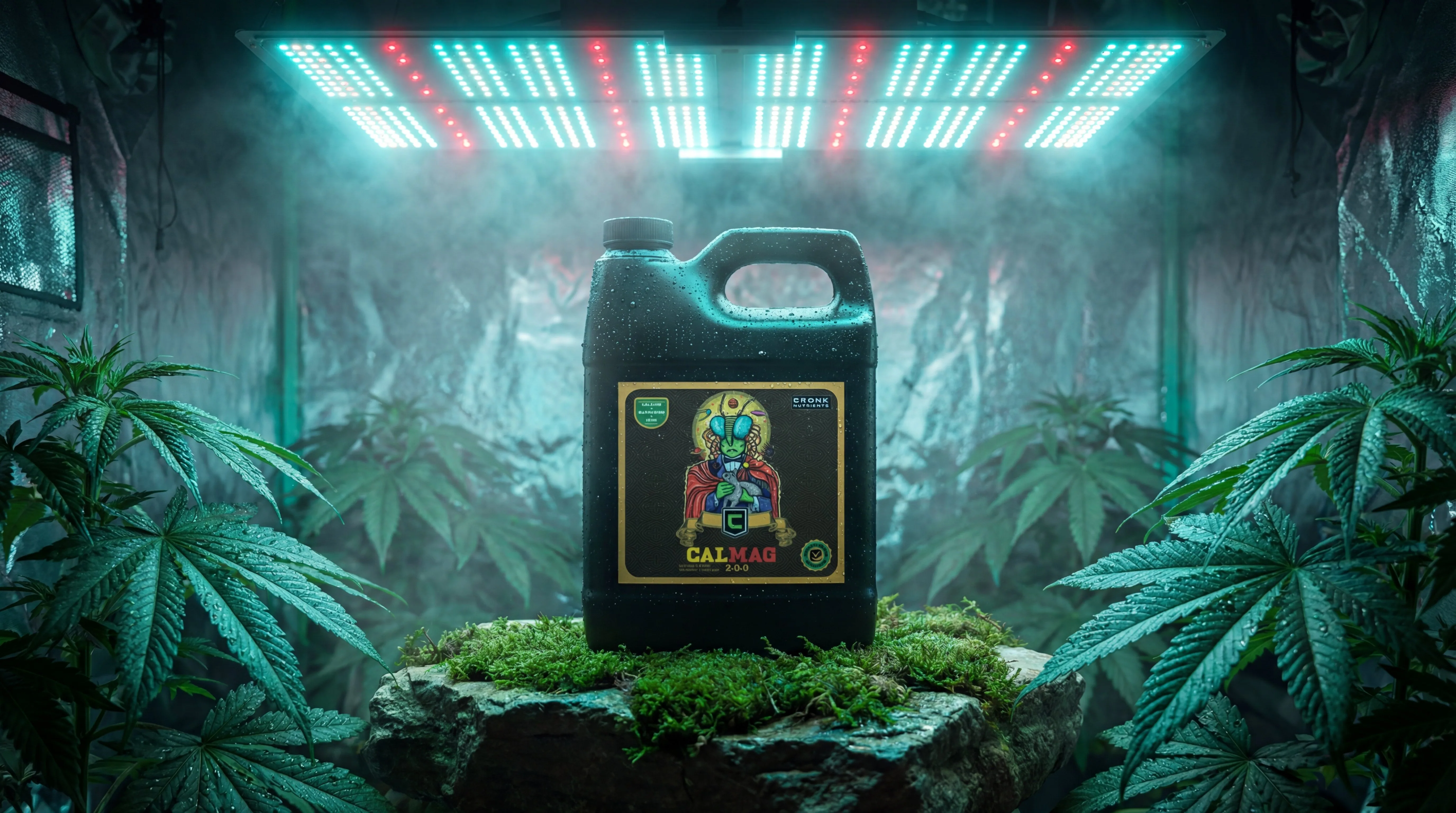 CalMag 2-0-0: Concentrated calcium, magnesium, and chelated iron supplement essential for coco coir, RO water, and LED grows.