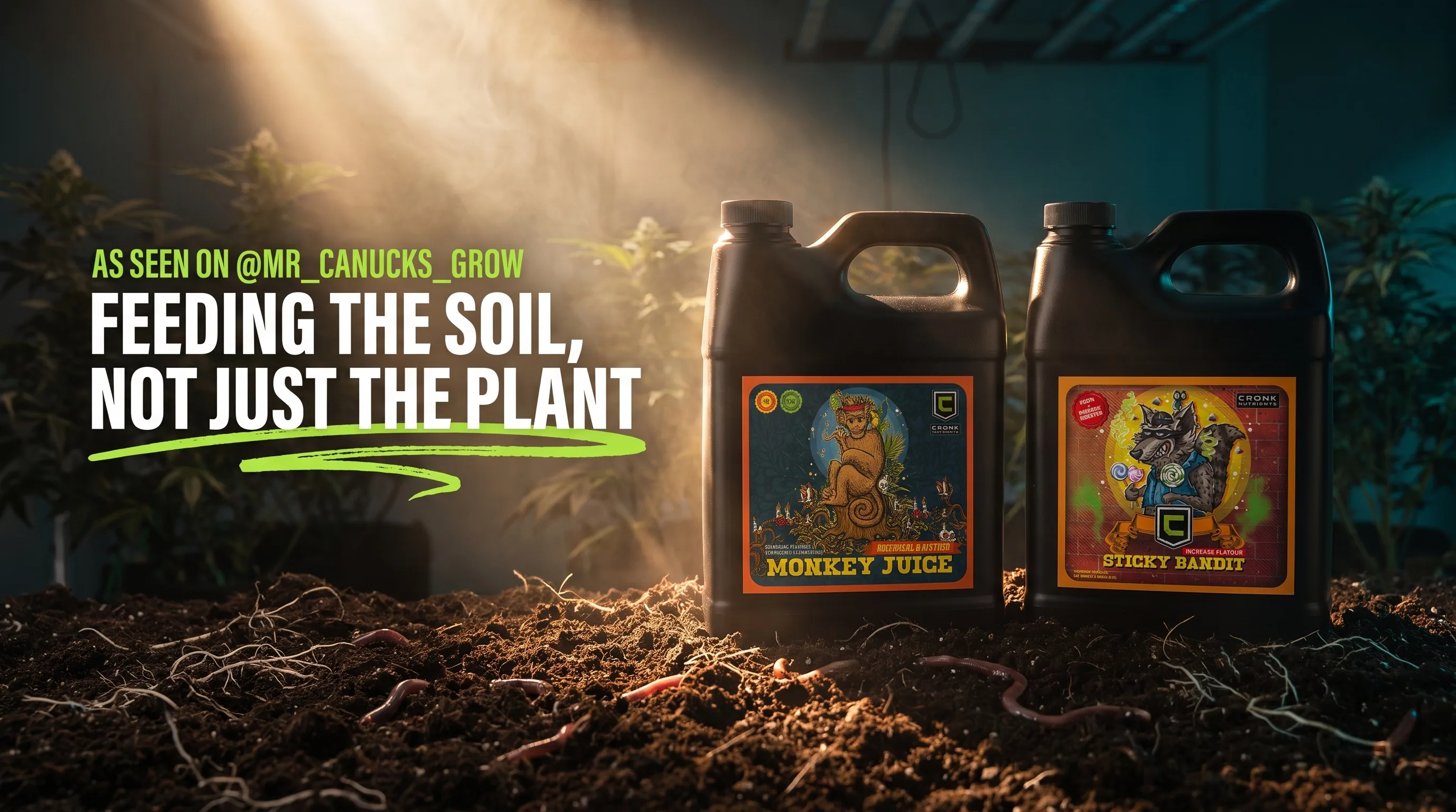 Feeding the soil not just the plant, Monkey Juice and Sticky Bandit as seen on Mr. Canucks Grow